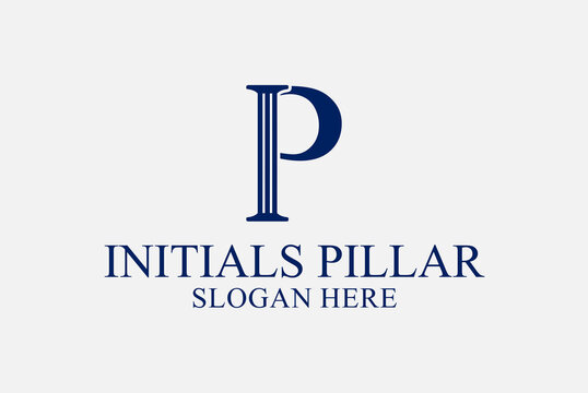 legal pillar logo, initials p. premium vector