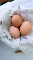 eggs on a linen handkerchief