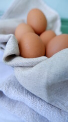 eggs on a linen handkerchief