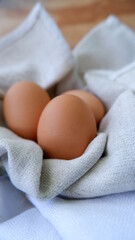 eggs on a linen handkerchief