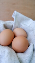 eggs on a linen handkerchief