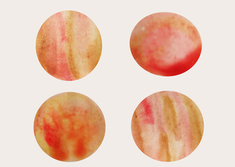 ellipse shape with watercolor texture vector background set