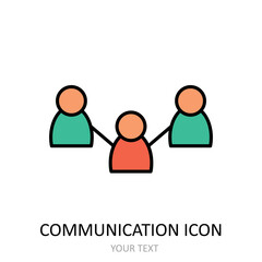 Vector illustration with communication icon. Outline drawing.