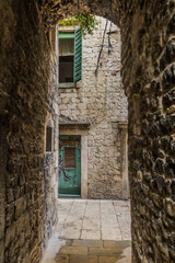 Fototapeta na wymiar Narrow alley in the old town of Split, Croatia