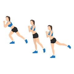 Woman doing Single leg squat kickback exercise. Flat vector illustration isolated on white background