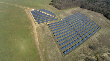 Photovoltaic farm on the Oder river in north-west Poland.