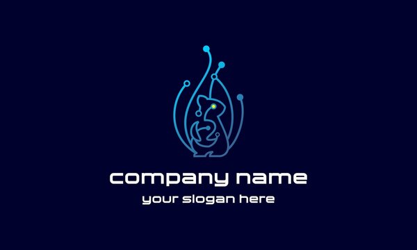 squirrel logo holding a nut with a tail depicting technology
