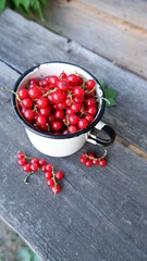 pomegranate seeds in a bowl on wooden table
