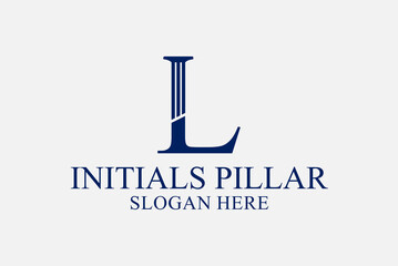 legal pillar logo, initials L. premium vector