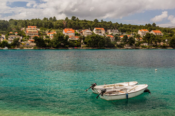 Fototapeta na wymiar Boats in Lumbarda village on Korcula island, Croatia