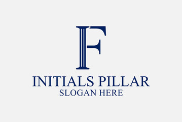 legal pillar logo, initials f. premium vector