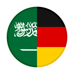 round icon with saudi arabia and germany flags. vector illustration isolated on white background