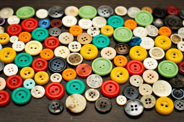 Fototapeta premium Sewing buttons background. Colorful sewing buttons texture