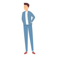 Blue boy clothes icon cartoon vector. Happy kid. Shop template