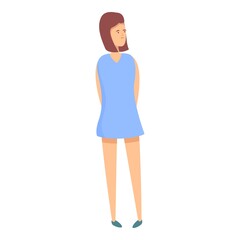 Fototapeta premium Cute blue girl dress icon cartoon vector. Fashion kid. Happy young