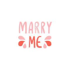 Love calligraphy for February 14, Valentine's Day. A greeting card with a congratulatory phrase. Color flat vector illustration isolated on a white background