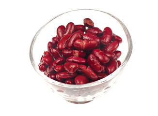 Canned sweet corn kernels with pieces of bell peppers and chilli peppers, on a white background