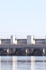 Naklejka premium Close up photo of industrial water electricity factory building.