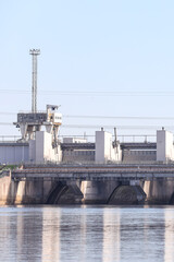 Naklejka premium Close up photo of industrial water electricity factory building.