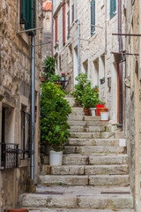 Fototapeta na wymiar Narrow alley in Korcula town, Croatia