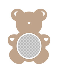 Bear with circle photo frame. Holiday card, poster, photo frame Mockup. Insert your photo into template collage. Vector illustration. EPS10.