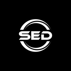 SED letter logo design with black background in illustrator, vector logo modern alphabet font overlap style. calligraphy designs for logo, Poster, Invitation, etc.