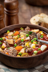 Bowl of vegetable beef soup