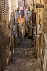 Fototapeta na wymiar Narrow alley in the old town of Dubrovnik, Croatia