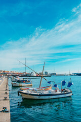 moored boats in the port of Tarragona, Spain