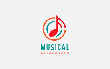  music note vector logo design illustration