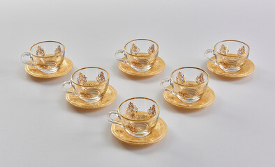 Gold and silver zinc cup of the white background style.
