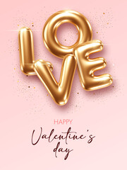 Valentines Day background with 3d text. Design element for greeting card or sale banner. Vector illustration