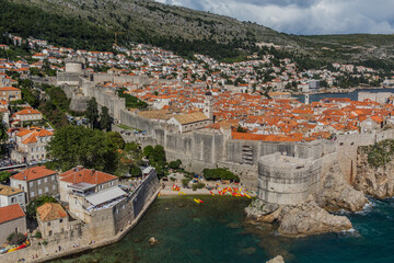 Fototapeta na wymiar Aerial view of the old town in Dubrovnik, Croatia