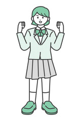 ポーズをとる女子学生の全身イラスト素材