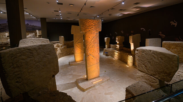 Sanliurfa, Turkey - 15.12.2021: Interior and artefacts of the archaeological museum in Sanliurfa