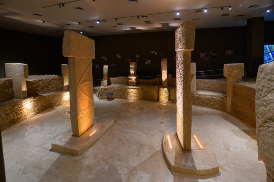 Sanliurfa, Turkey - 15.12.2021: Interior and artefacts of the archaeological museum in Sanliurfa