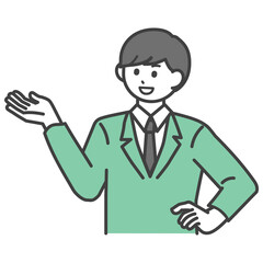 手を挙げる男子学生のイラスト素材