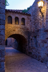 medieval town of pals on the costa brava at dusk