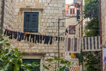 Laundry line in the old town of Dubrovnik, Croatia