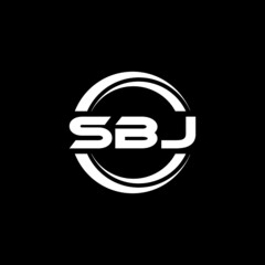 SBJ letter logo design with black background in illustrator, vector logo modern alphabet font overlap style. calligraphy designs for logo, Poster, Invitation, etc.	