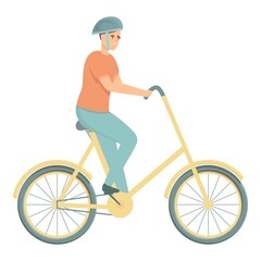 Active teenager on bicycle icon cartoon vector. Sport cycle. Happy cyclist