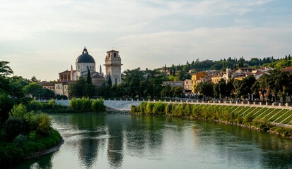 Fototapeta na wymiar Scene along the river Adige in Verona, Italy 