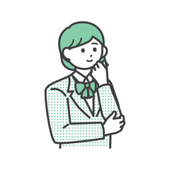 考え事をしている女子学生のイラスト素材