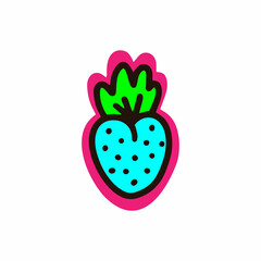 Blue berry sticker on a white background. Vector illustration. Vector illustration