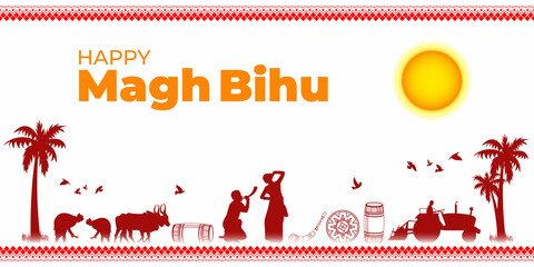 Vector illustration of Magh Bihu