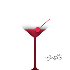 Cocktail or juice silhouette in trendy minimalistic geometric paper cut style. Abstract creative colorful composition. Concept for branding menu, cover, flyer, banner. Modern vector illustration.