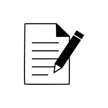 recommend clip art: Writing icon in black flat glyph, filled style isolated on white background