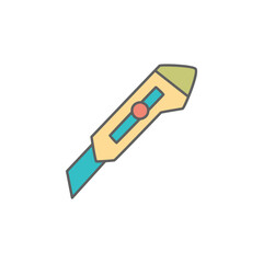 Cutter Knife Icon in color icon, isolated on white background 