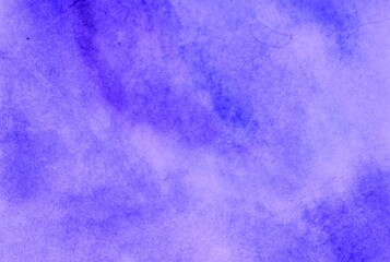 Blue watercolor background. Transparent lines and spots. Paint leaks and ombre effects. Abstract hand-painted image.