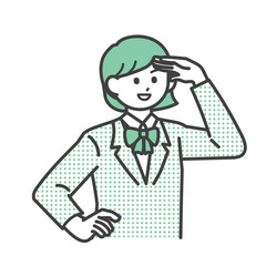 手をかざして探す女子学生のイラスト素材